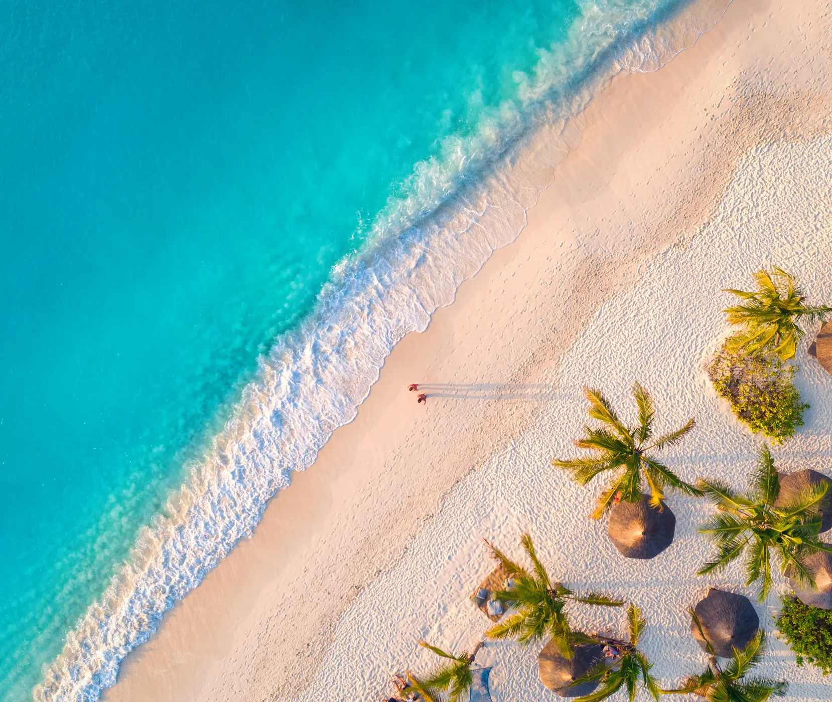 Zanzibar Indian Ocean beach at golden hour