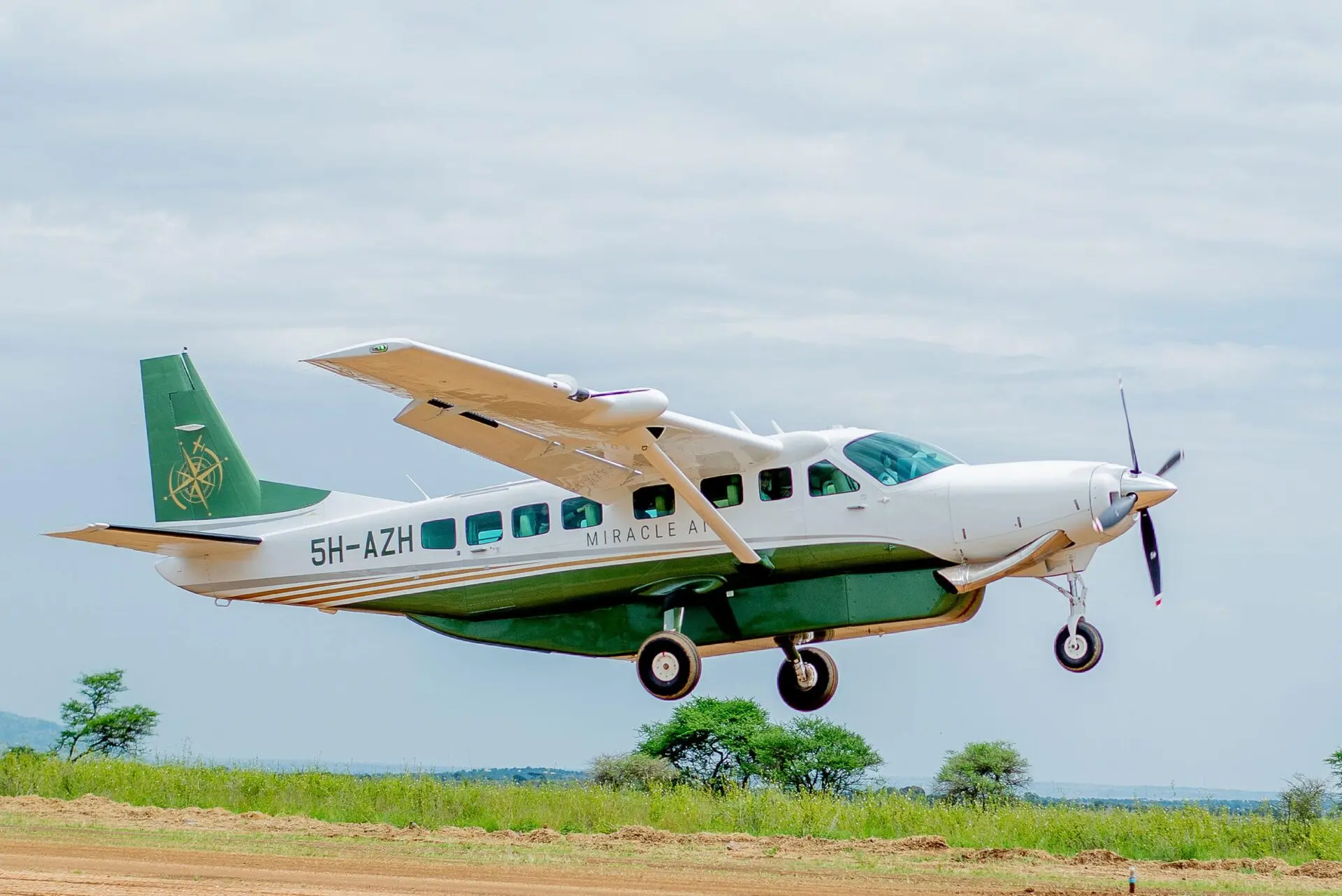 Domestic flight over Tanzania, connecting safari regions and Zanzibar